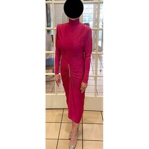 Tadashi: Vintage, form fitting, magenta dress, rhinestone accents, lined, Size 4